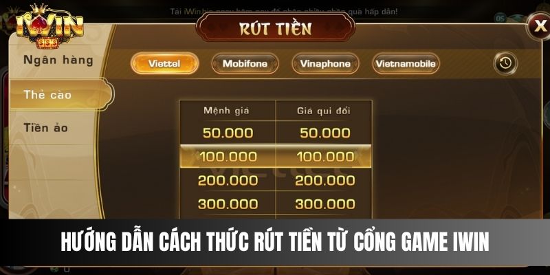 Hướng dẫn cách thức rút tiền từ cổng game IWIN